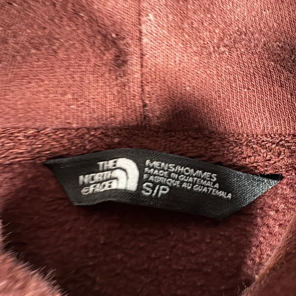 The North Face Hoodie Mens Small Burgundy Red Big Logo Pullover Sweatshirt